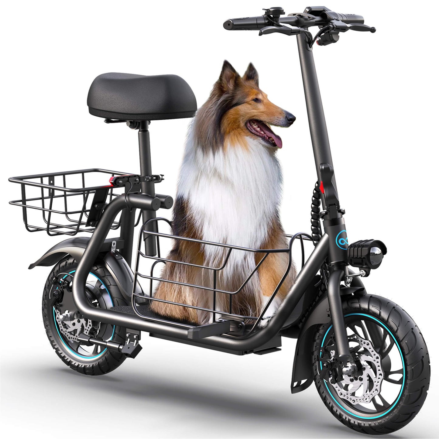 URBANMAX Electric Scooter with Seat for Adult,550W Motor,Up to 18.6 MPH,Max Range 20 Miles,includes Ample Storage Basket for Pets Dogs Item-Dark Black
