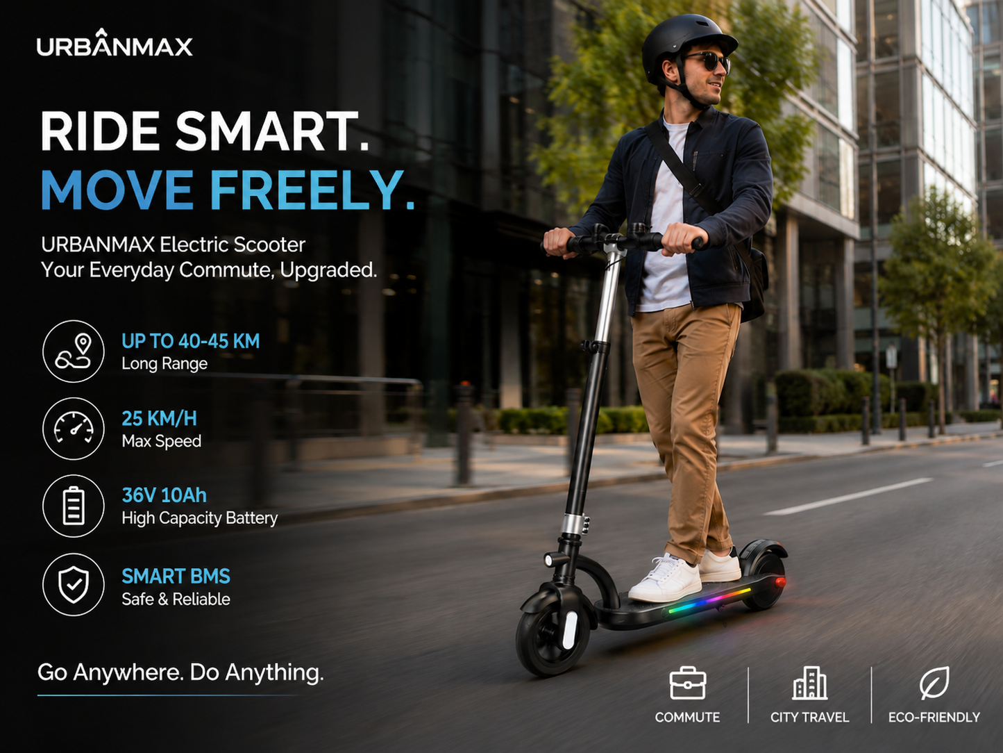 Urbanmax Self-balancing two-wheeled electric scooters for Kids, 180W Motor 10mph Speed Electric Scooter with Adjustable Handlebar and LED Light
