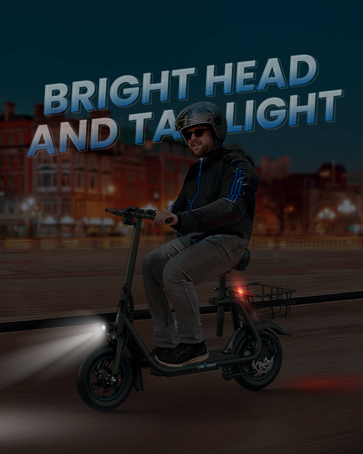 URBANMAX C1 Electric Scooter for Adults with Seat & Basket, 20 Miles Range, 265LBS Load,Wide Anti-Slip Deck for Groceries or Pets, Foldable Commuter Scooter