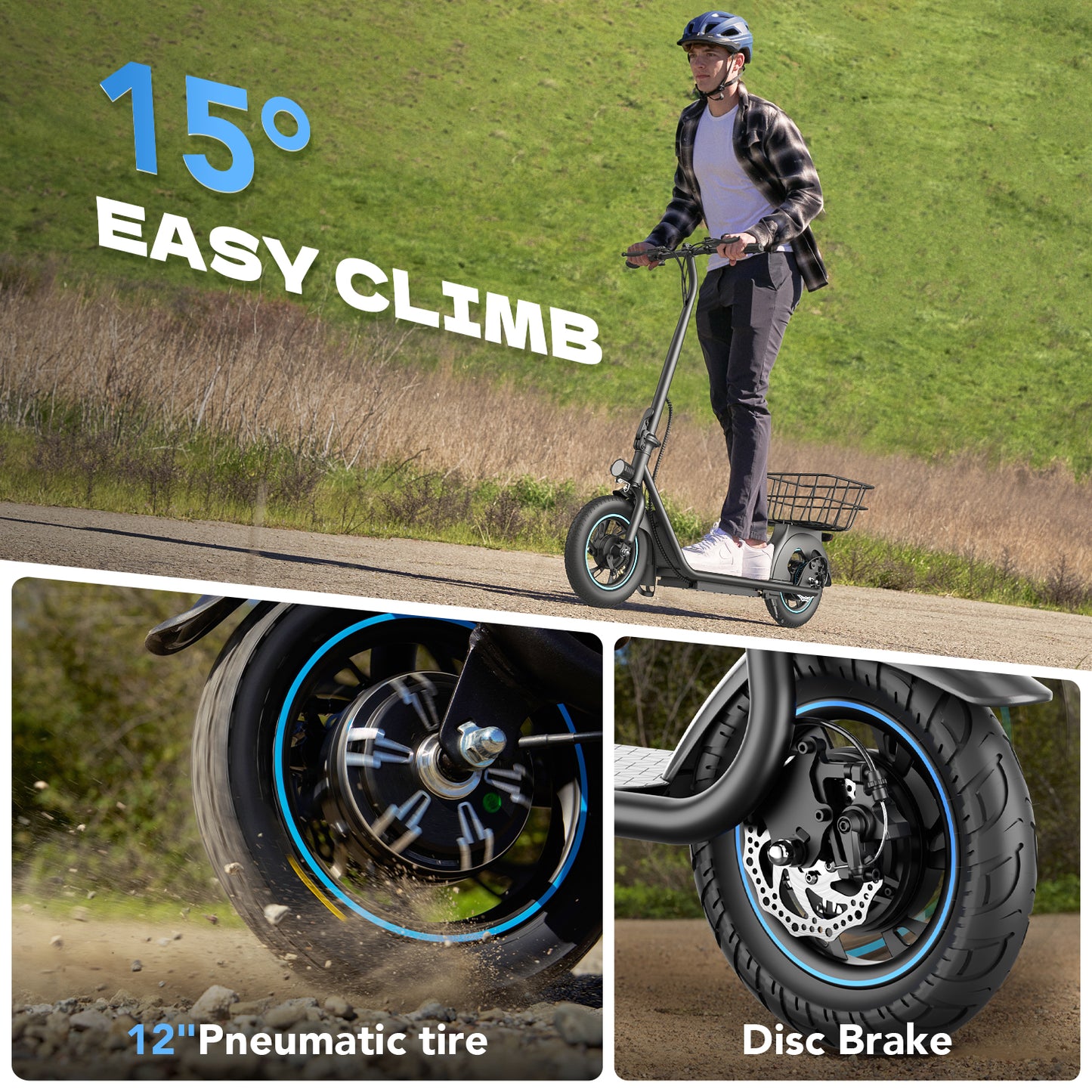 URBANMAX X2 Adult Electric Scooter, Foldable with Rear Basket, 12" Tires, 550W Motor, 18.6 MPH & 20-Mile Range, E-Scooter for Commuting, School & Shopping, Black