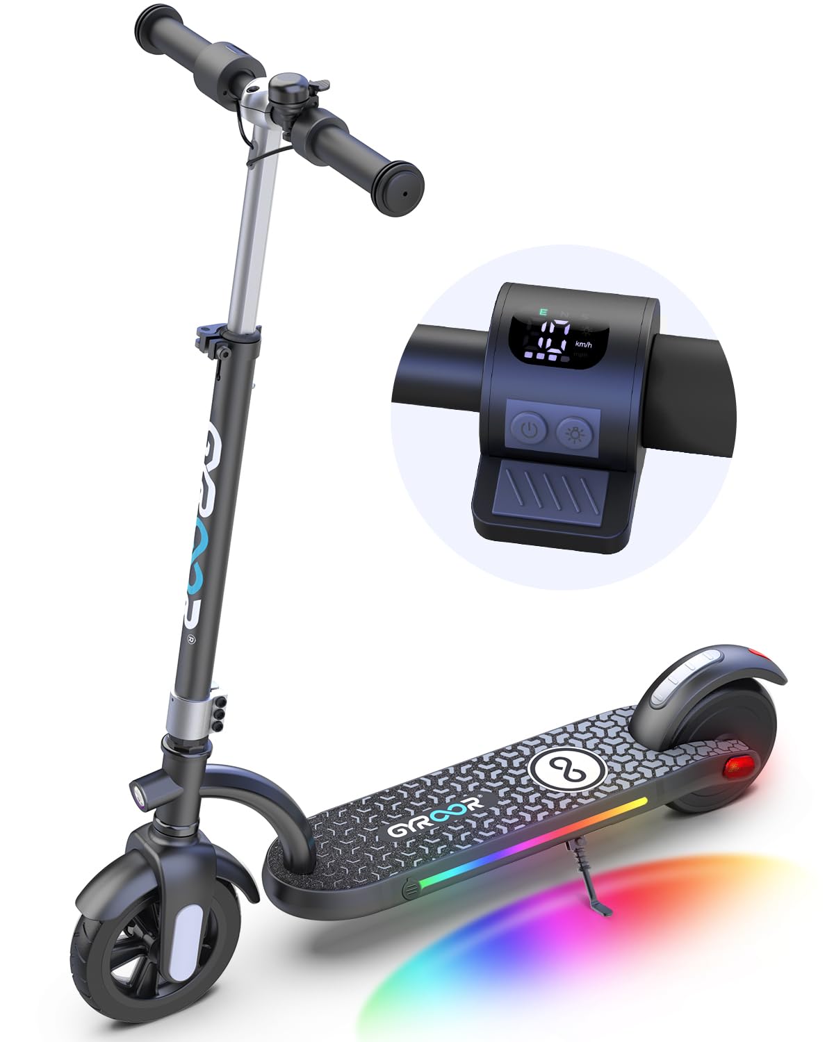Urbanmax Electric Scooter for Kids, 180W Motor 10mph Speed Electric Scooter with Adjustable Handlebar and LED Lights