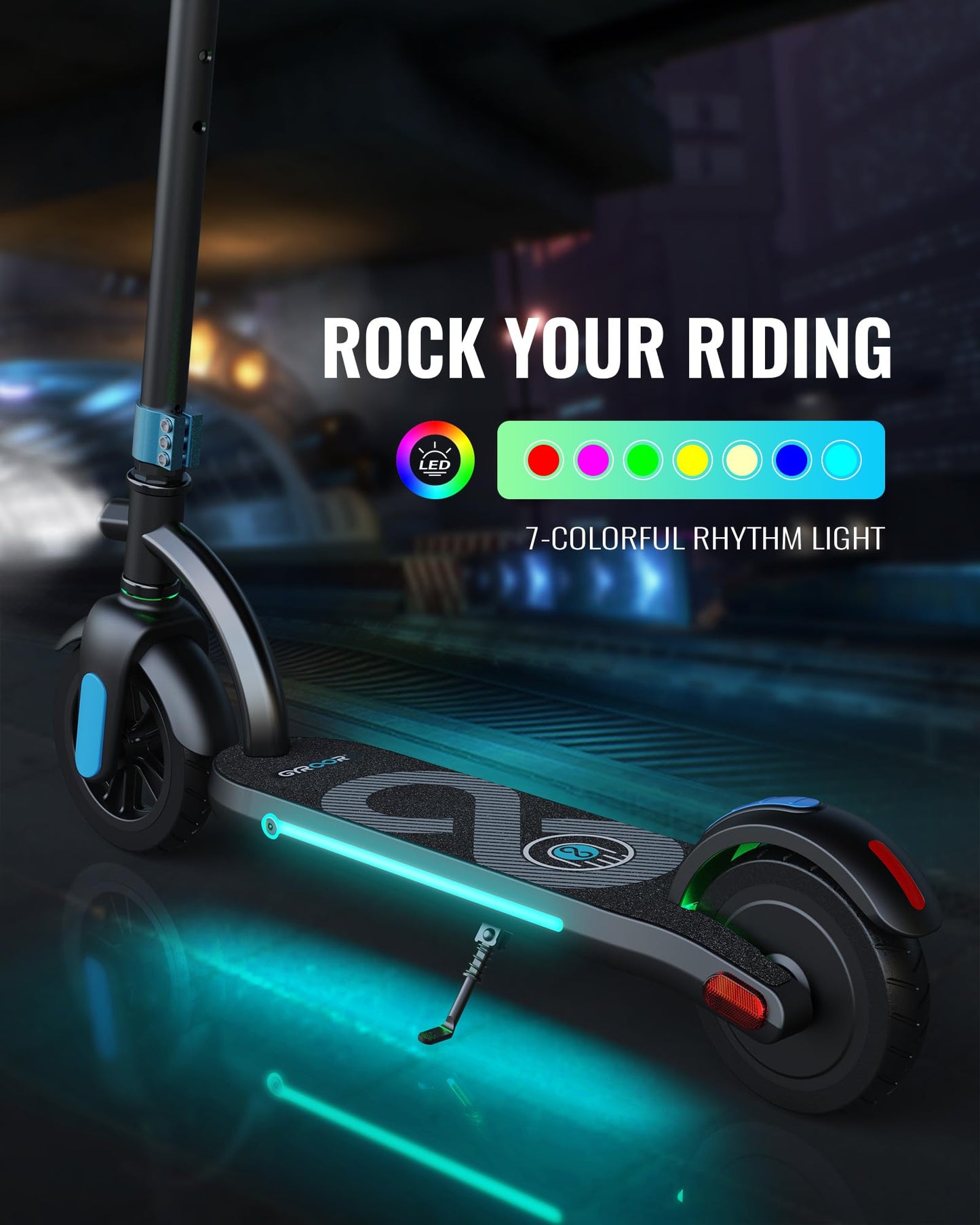 Urbanmax Electric Scooter for Kids, 180W Motor 10mph Speed Electric Scooter with Adjustable Handlebar and LED Lights
