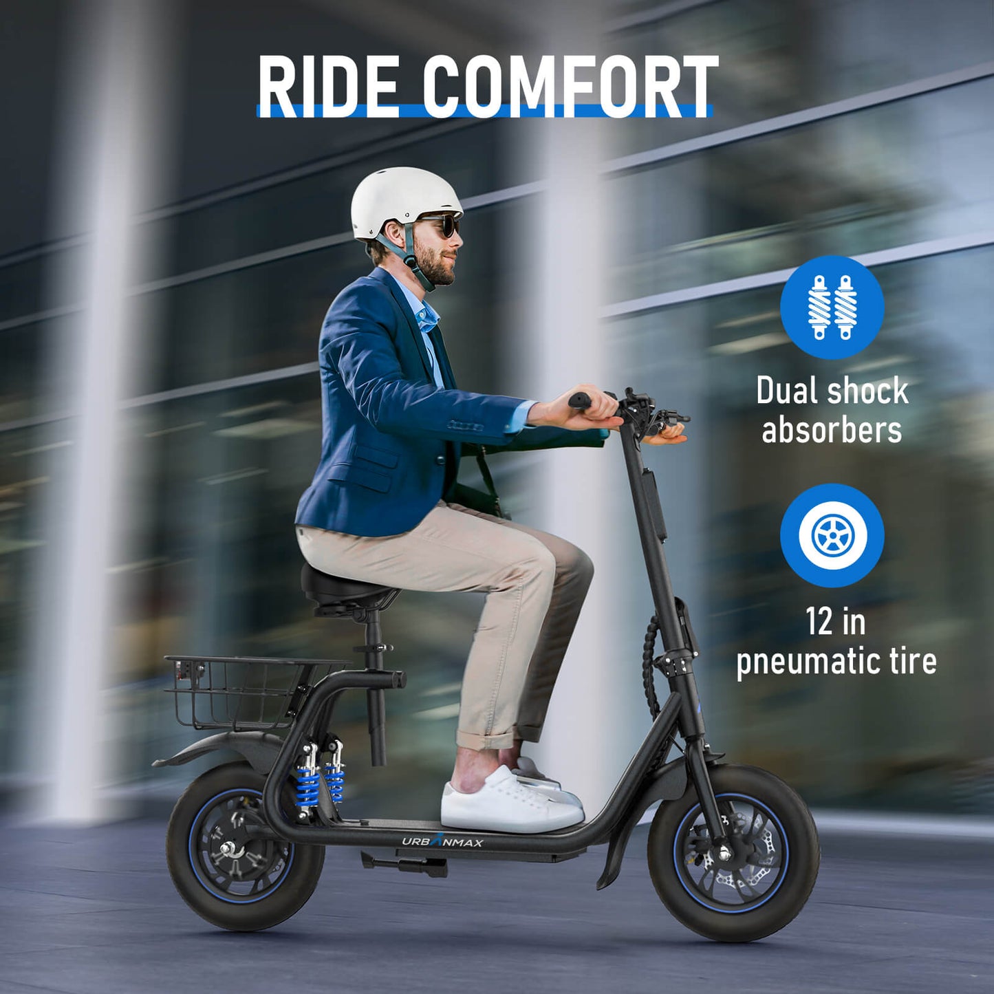 Urbanmax C1 pro Electric Scooter for Adults with Seat & Carry Basket