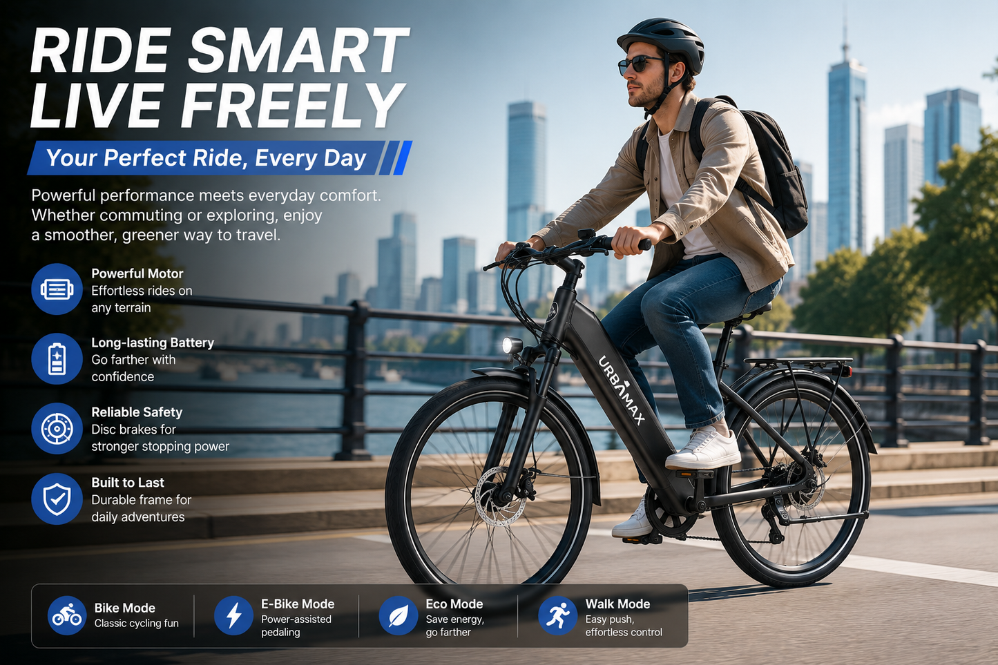 URBANMAX Electric Bicycles for Adults, Step-Through Commuter E-Bike with Integrated Battery, Front Suspension, Disc Brakes, Rear Rack and Fenders