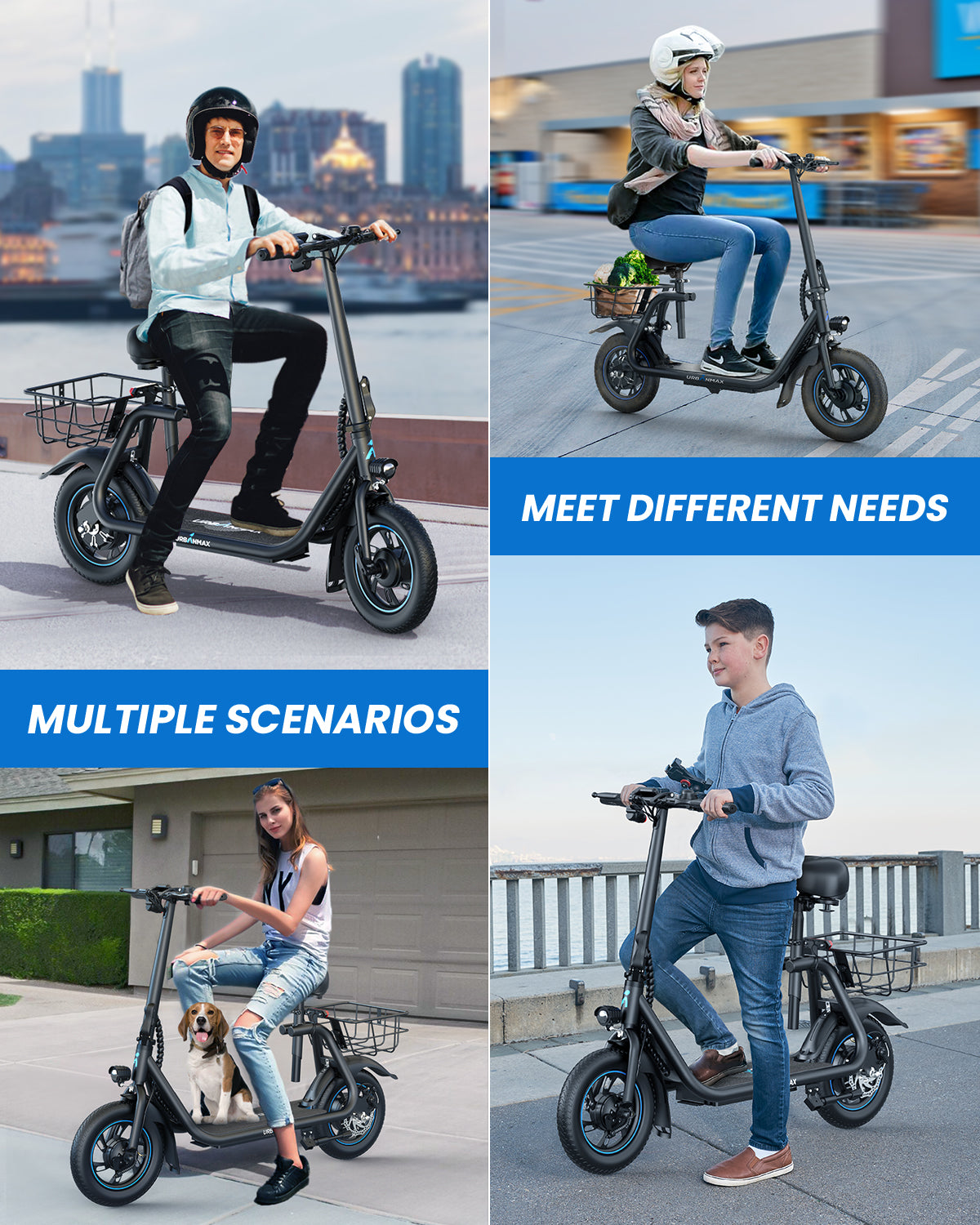 C1/C1 Pro Electric Scooter with Seat, 450W Powerful Motor up to 20/25 Miles Range, Foldable Electric Scooter for Adults Max Speed 15.5/18.6 Mph, Electric Scooter for Commuting with Basket,Glow Black