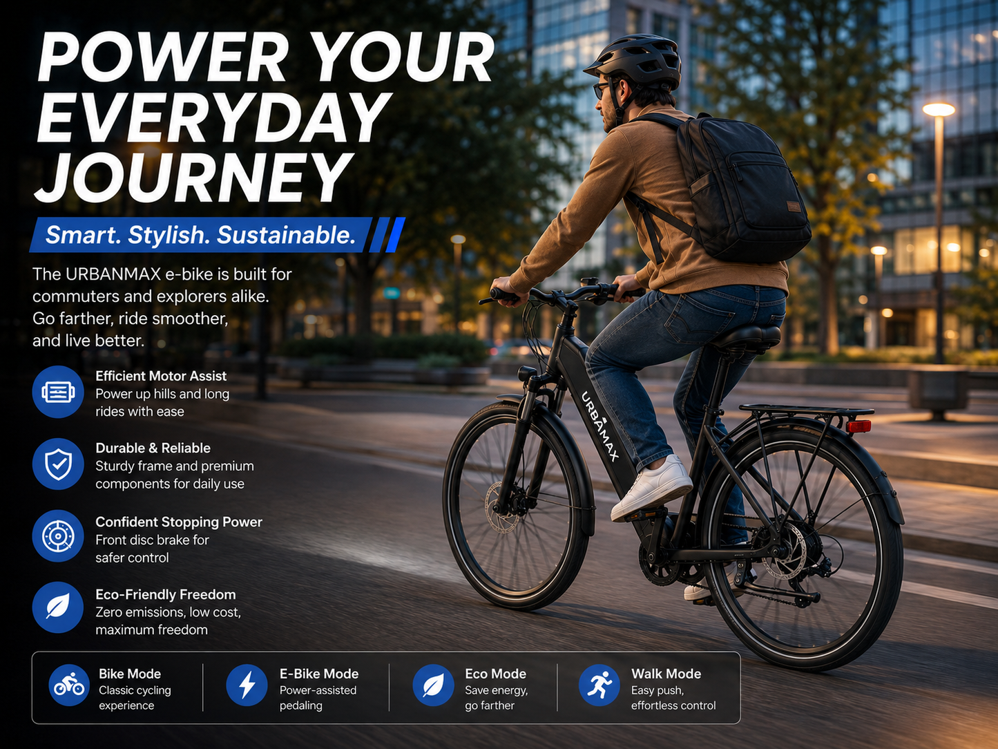 URBANMAX Electric Bicycles for Adults, Step-Through Commuter E-Bike with Integrated Battery, Front Suspension, Disc Brakes, Rear Rack and Fenders