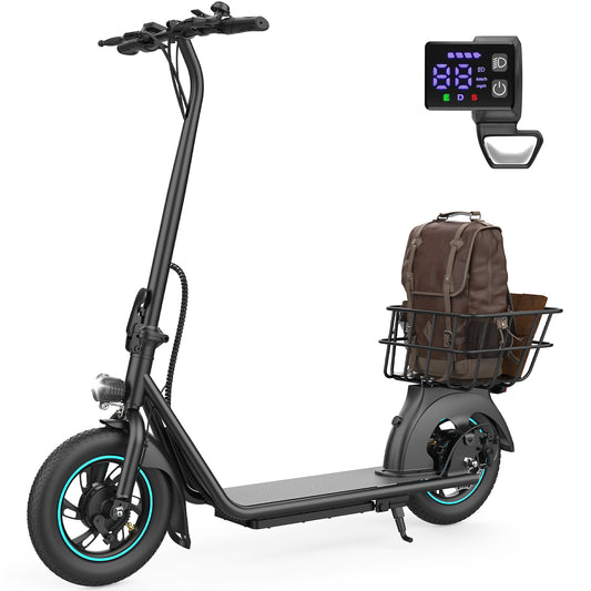 URBANMAX X2 Adult Electric Scooter, Foldable with Rear Basket, 12" Tires, 550W Motor, 18.6 MPH & 20-Mile Range, E-Scooter for Commuting, School & Shopping, Black