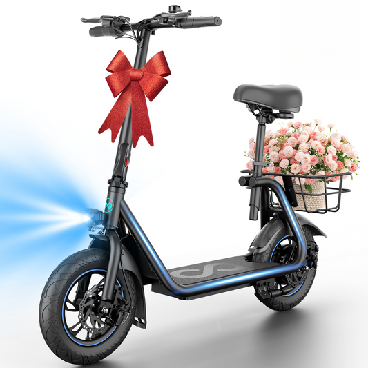 URBANMAX C1 Electric Scooter for Adults with Seat & Basket, 20 Miles Range, 265LBS Load,Wide Anti-Slip Deck for Groceries or Pets, Foldable Commuter Scooter