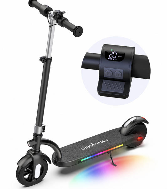 Urbanmax Self-balancing two-wheeled electric scooters for Kids, 180W Motor 10mph Speed Electric Scooter with Adjustable Handlebar and LED Light
