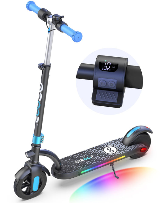 Urbanmax Electric Scooter for Kids, 180W Motor 10mph Speed Electric Scooter with Adjustable Handlebar and LED Lights