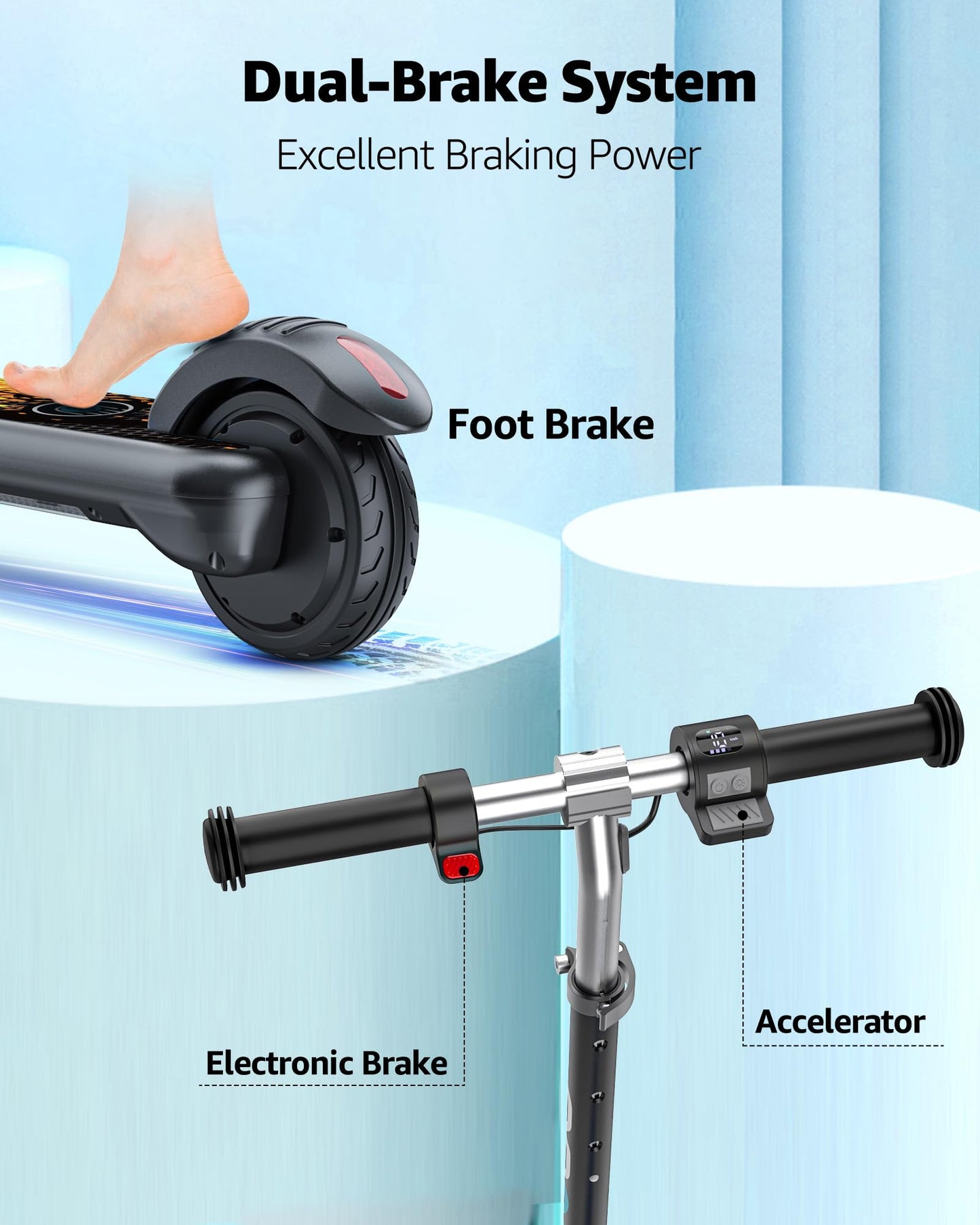 Urbanmax Electric Scooter for Kids, 150W Motor 10mph Speed Electric Scooter with Adjustable Handlebar and LED Lights