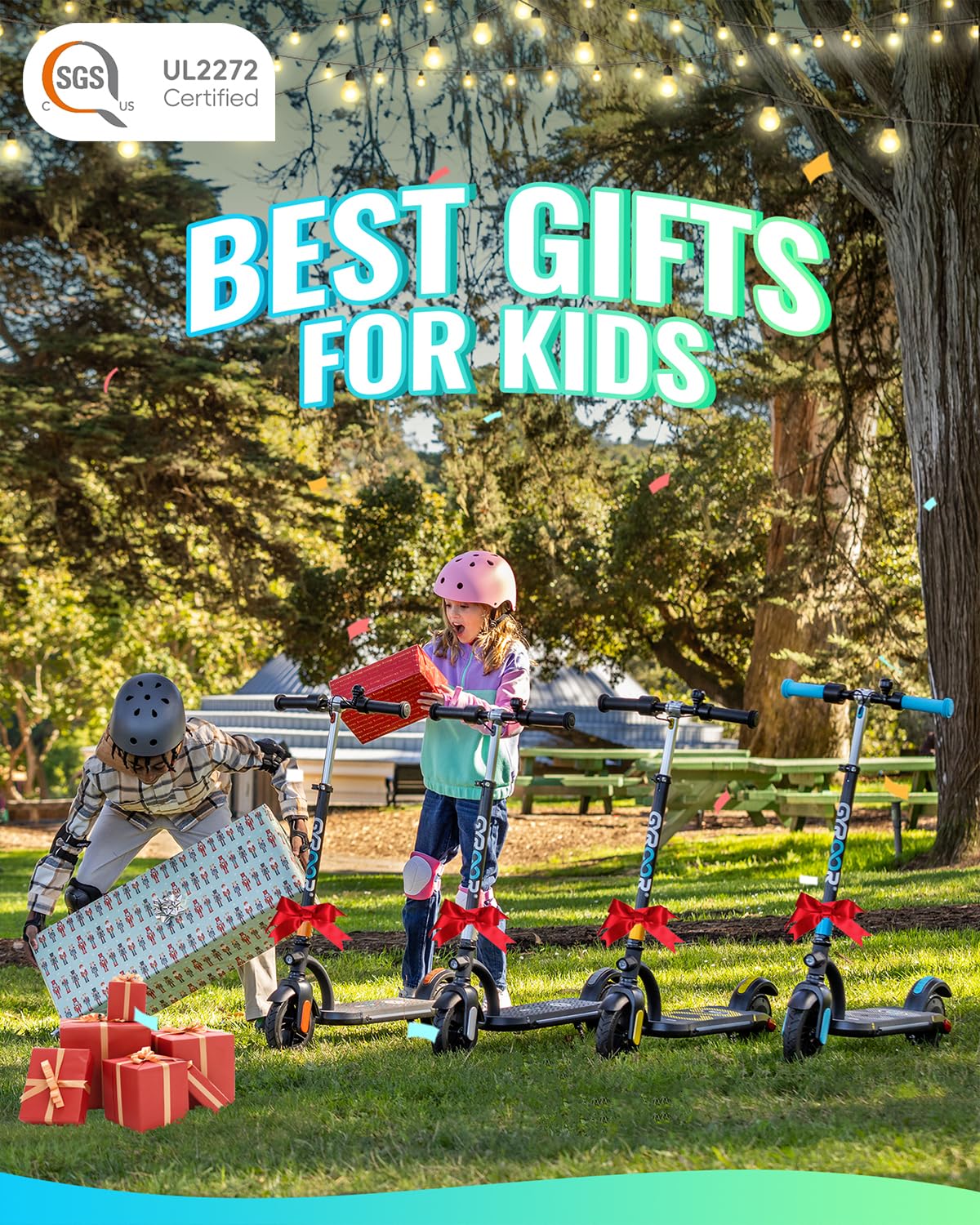 Urbanmax Electric Scooter for Kids, 180W Motor 10mph Speed Electric Scooter with Adjustable Handlebar and LED Lights